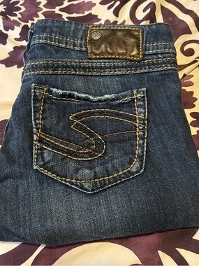 Silver Twisted Bootcut Jeans Women's 25/33 with Contrast Stitching low rise